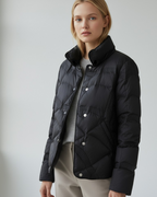 Quilted Short Jacket with High Collar for Women