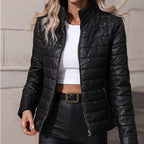 Quilted Women's Jacket with High Collar and Pockets