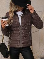 Quilted Women's Jacket with High Collar and Pockets