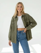 Ripped Casual Shirt Jacket for Women