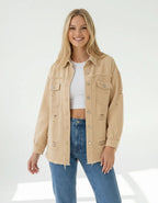 Ripped Casual Shirt Jacket for Women
