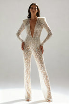 Sequin Jumpsuit with Deep V-Neck for Women