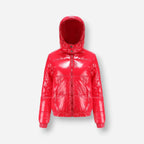 Shiny Winter Jacket with High Collar for Women