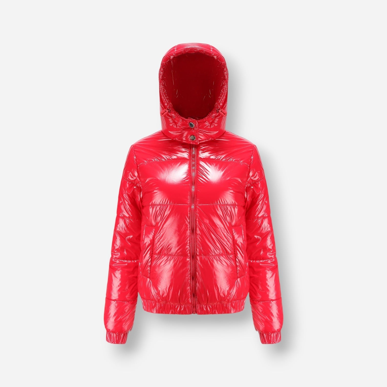 Shiny Winter Jacket with High Collar for Women