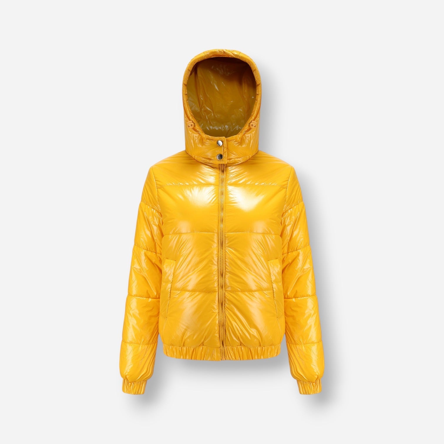 Shiny Winter Jacket with High Collar for Women