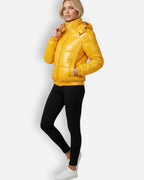 Shiny Winter Jacket with High Collar for Women