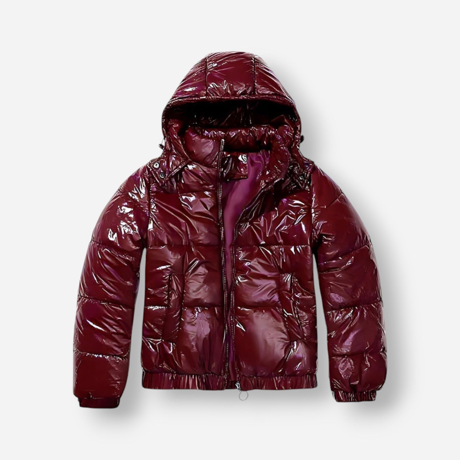 Shiny Winter Jacket with High Collar for Women