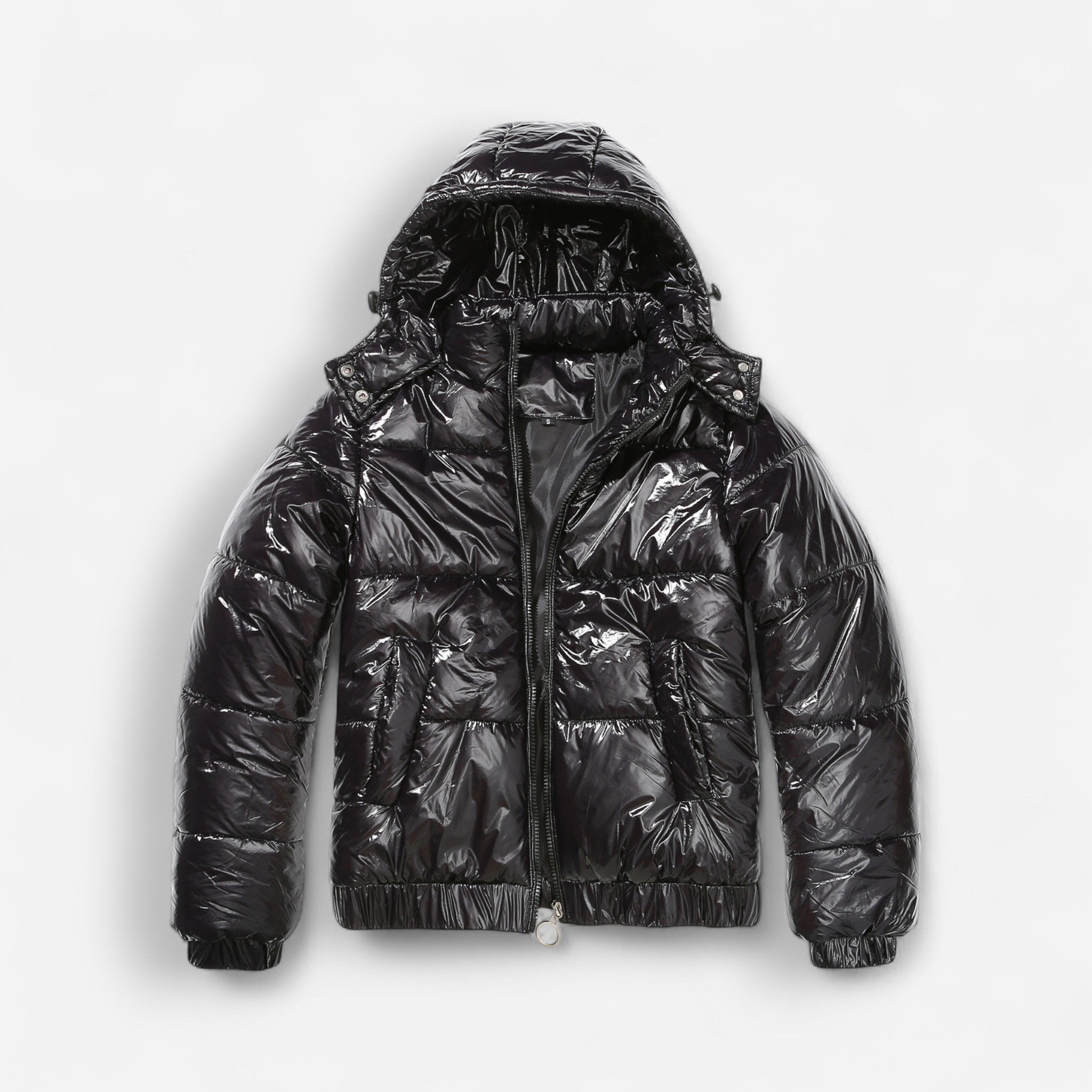 Shiny Winter Jacket with High Collar for Women