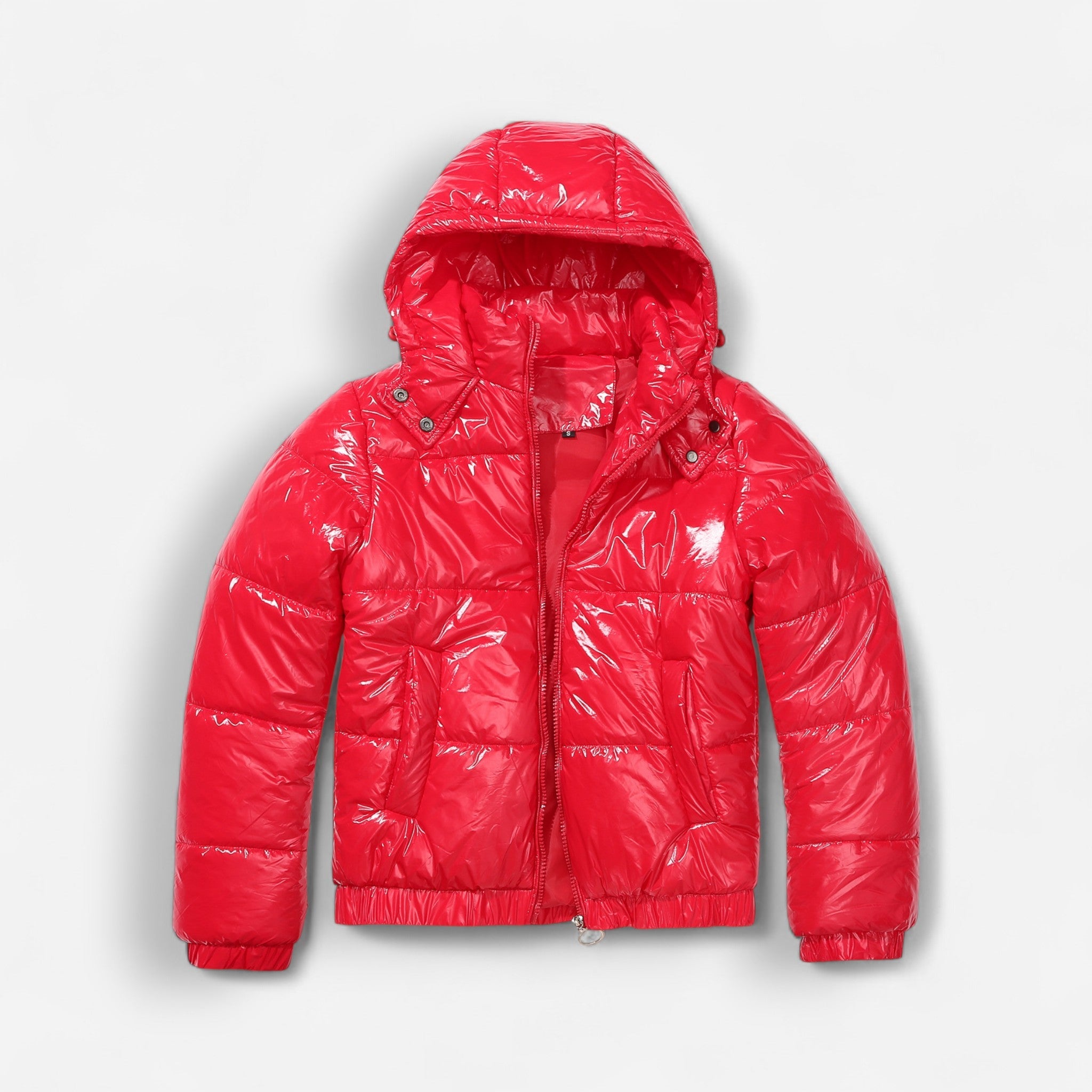 Shiny Winter Jacket with High Collar for Women