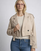 Short Double-Breasted Trench Coat for Women