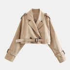 Short Double-Breasted Trench Coat for Women