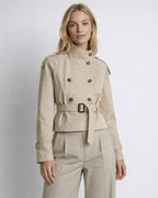Short Trench Coat with Waist Belt for Women