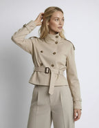 Short Trench Coat with Waist Belt for Women