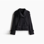 Short Trench Coat with Waist Belt for Women