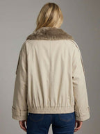 Short Women's Trench Coat with Decorative Collar