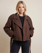 Short Women's Trench Coat with Tie Belt
