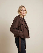 Short Women's Trench Coat with Tie Belt
