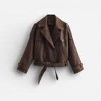 Short Women's Trench Coat with Tie Belt