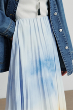 Pleated Gradient Midi Skirt