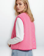 Sleeveless Teddy Vest with Snap Fasteners for Women