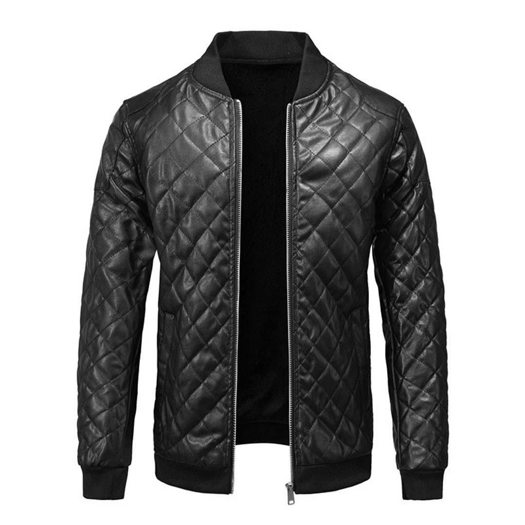 Slim Fit Black Leather Jacket for Men