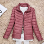 Slim Fit Down Jacket with Stand-Up Collar for Women