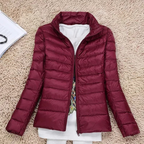 Slim Fit Down Jacket with Stand-Up Collar for Women