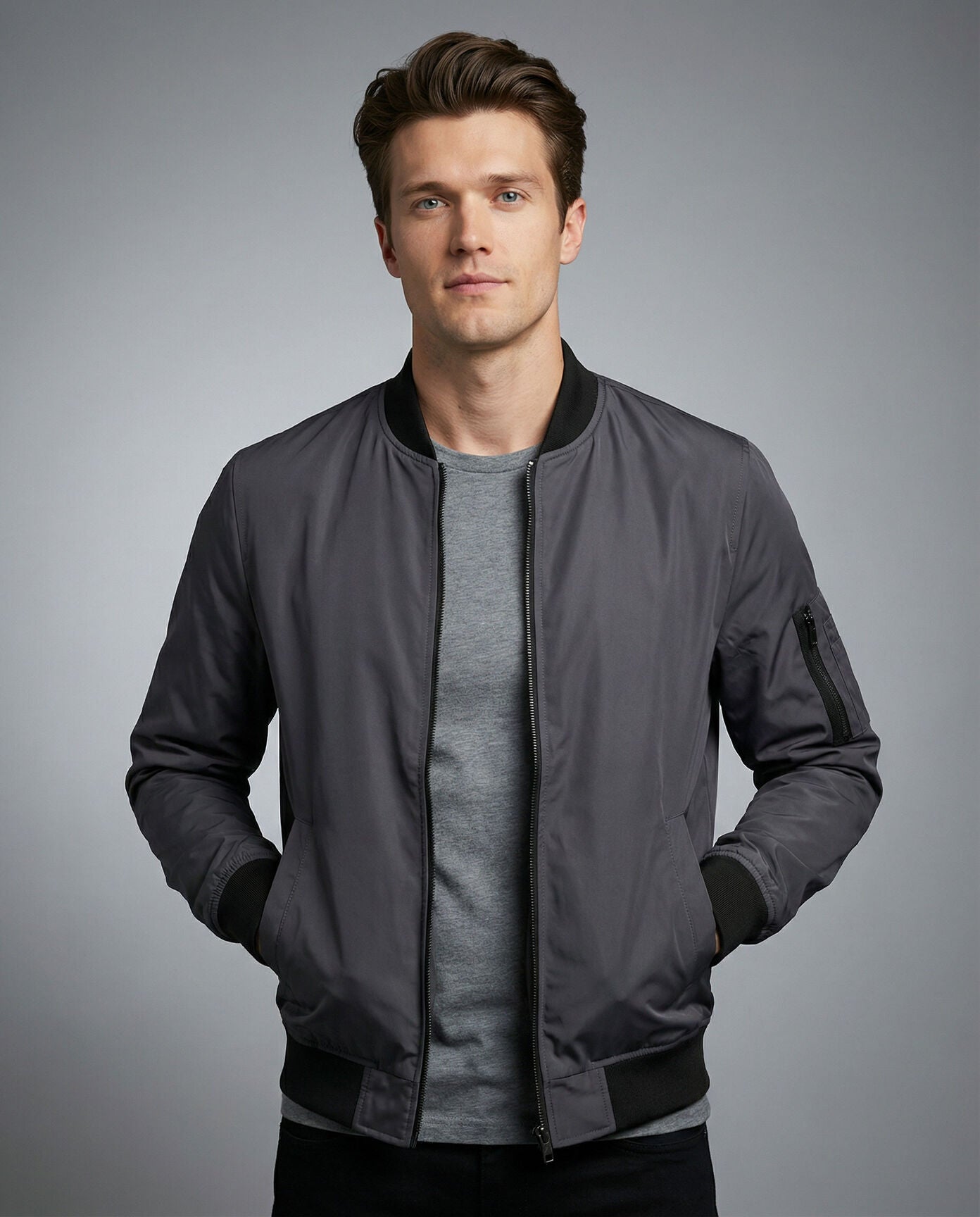 Slim Fit Lightweight Bomber Jacket for Men
