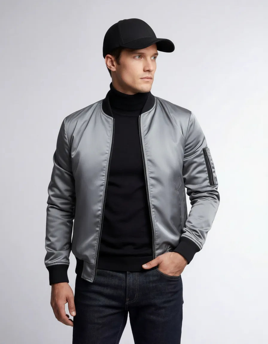 Slim Fit Lightweight Bomber Jacket for Men