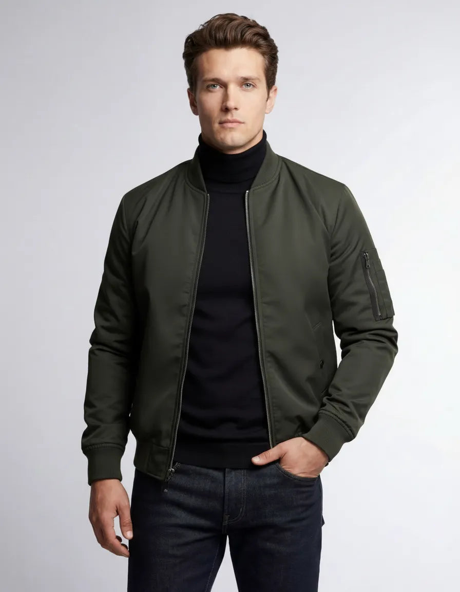 Slim Fit Lightweight Bomber Jacket for Men