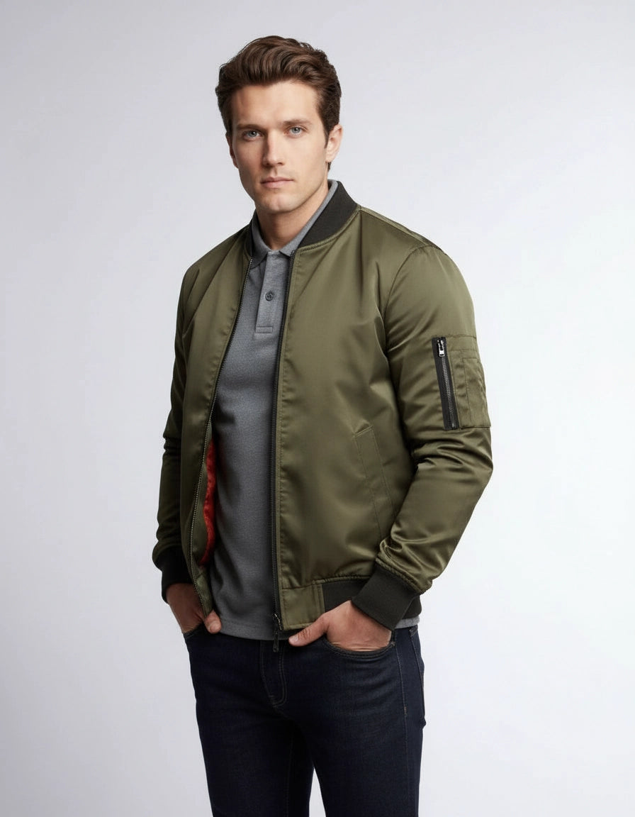 Slim Fit Lightweight Bomber Jacket for Men