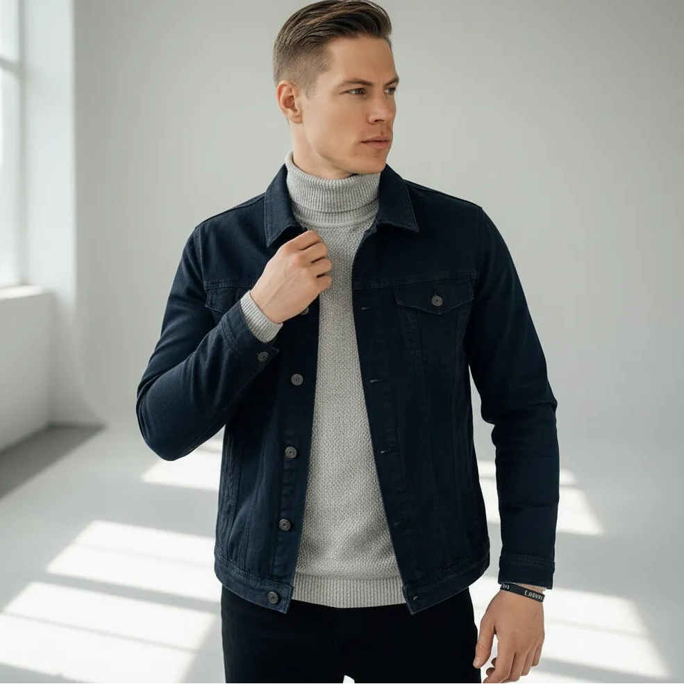 Slim Fit Shirt Jacket for Men with Chest Pockets