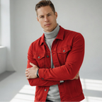 Slim Fit Shirt Jacket for Men with Chest Pockets