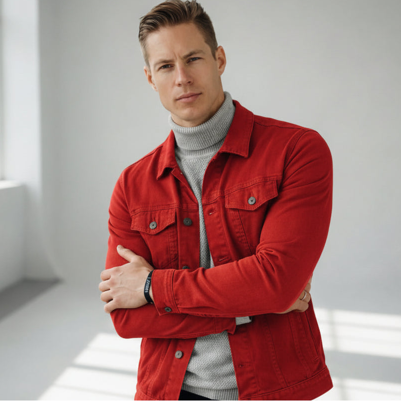 Slim Fit Shirt Jacket for Men with Chest Pockets