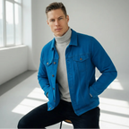 Slim Fit Shirt Jacket for Men with Chest Pockets