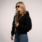 Sporty Hooded Bomber Jacket for Women