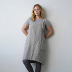 Straight Cut Apron Dress with Crossed Bib Straps