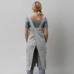 Straight Cut Apron Dress with Crossed Bib Straps