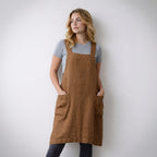 Straight Cut Apron Dress with Crossed Bib Straps