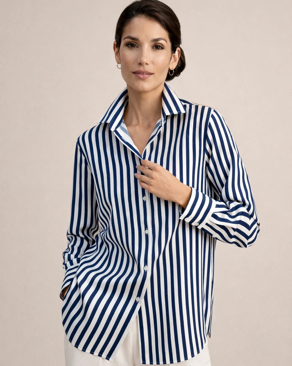 Striped Long Sleeve Blouse for Women