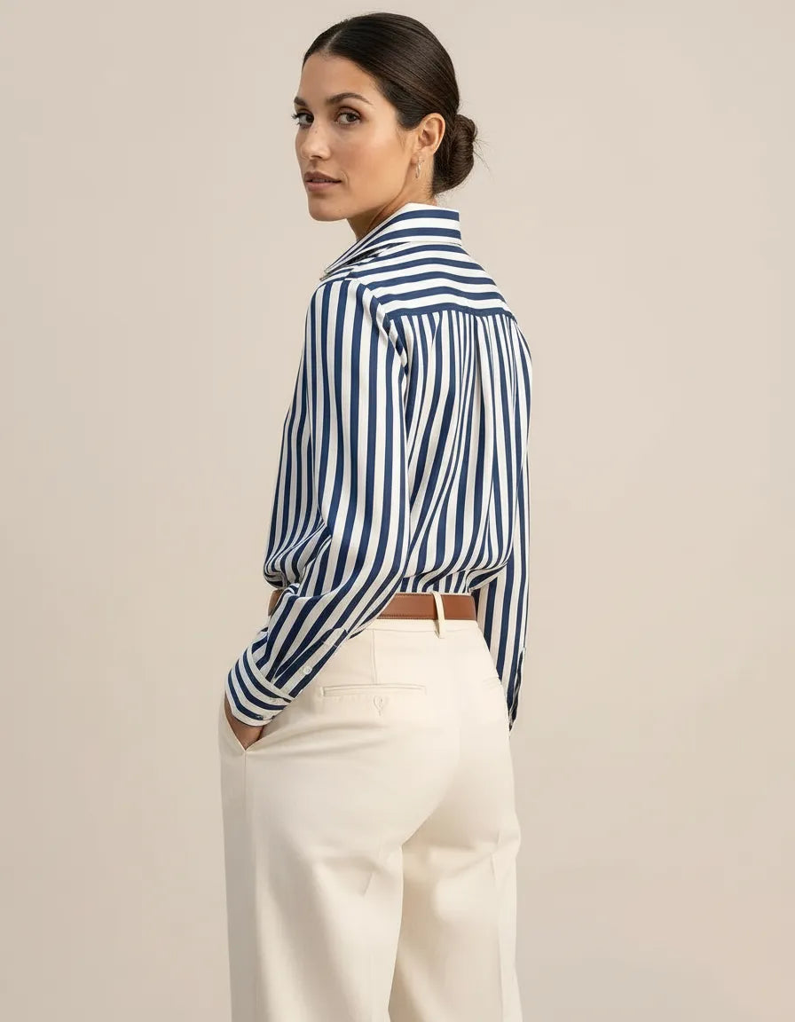 Striped Long Sleeve Blouse for Women