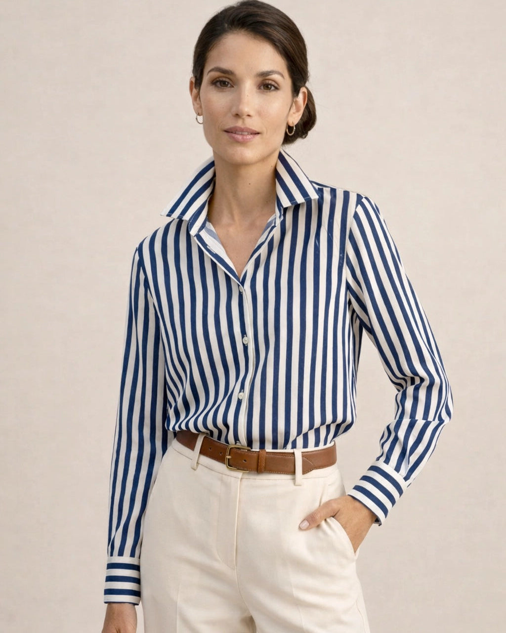 Striped Long Sleeve Blouse for Women