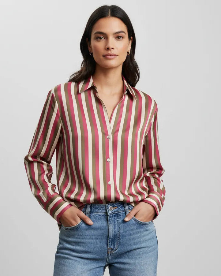 Striped Long Sleeve Blouse for Women