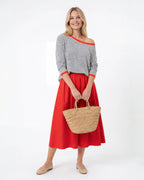Striped Long Sleeve Boat Neck Shirt for Women