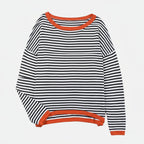 Striped Long Sleeve Boat Neck Shirt for Women