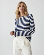 Striped Long Sleeve Crew Neck Top for Women