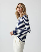Striped Long Sleeve Crew Neck Top for Women
