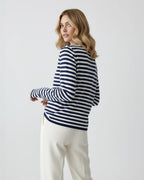 Striped Long Sleeve Crew Neck Top for Women