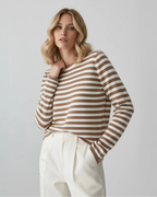 Striped Long Sleeve Crew Neck Top for Women