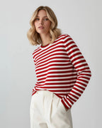 Striped Long Sleeve Crew Neck Top for Women